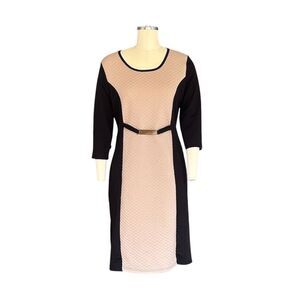 Love Women's XL Color Block Sheath Dress Knee Length 3/4 Sleeve